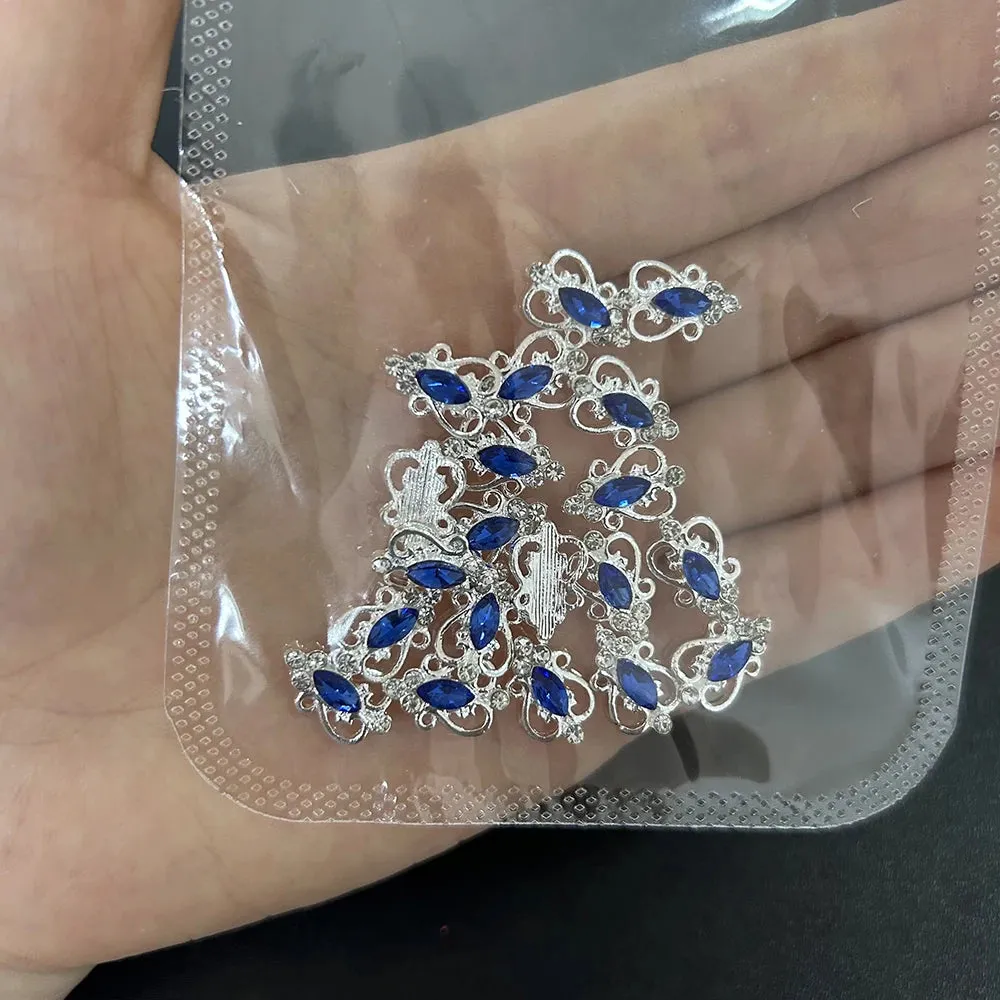 10pcs/bag 3D Retro Alloy Nail Charms Metal Zircon Nail Diamonds Rhinestones Nail Art Decoration DIY Luxury Nail Jewelry 8.4*13mm