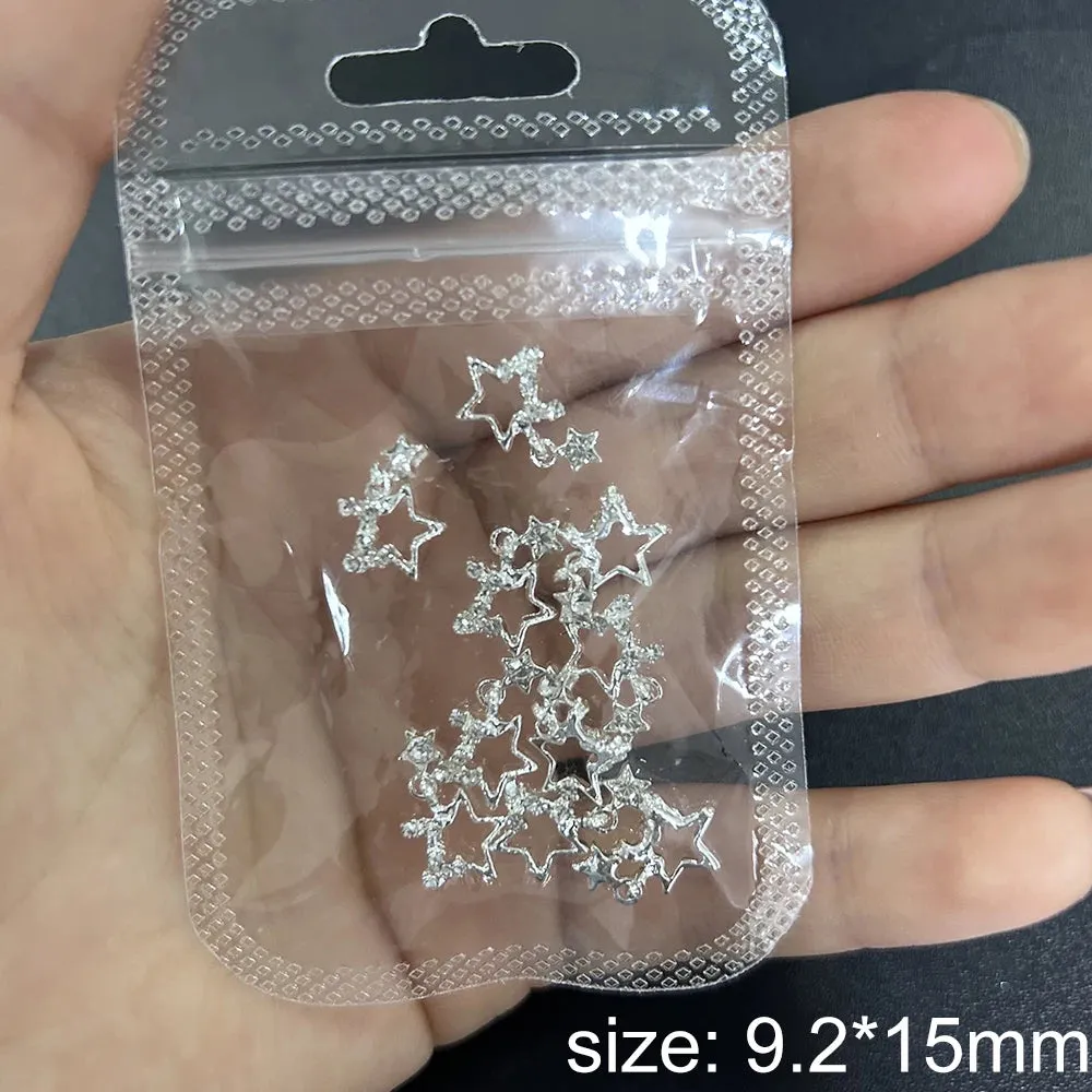 10pcs/bag 3D Retro Alloy Nail Charms Metal Zircon Nail Diamonds Rhinestones Nail Art Decoration DIY Luxury Nail Jewelry 8.4*13mm