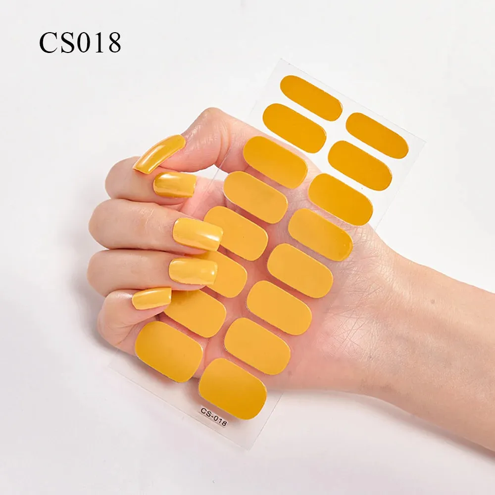 16Tips Semi-Cured French UV Nail Sticker Long-Lasting Solid Nail Wraps Sticker Fast-strong LED Lamp Gel Slider Nail Extension