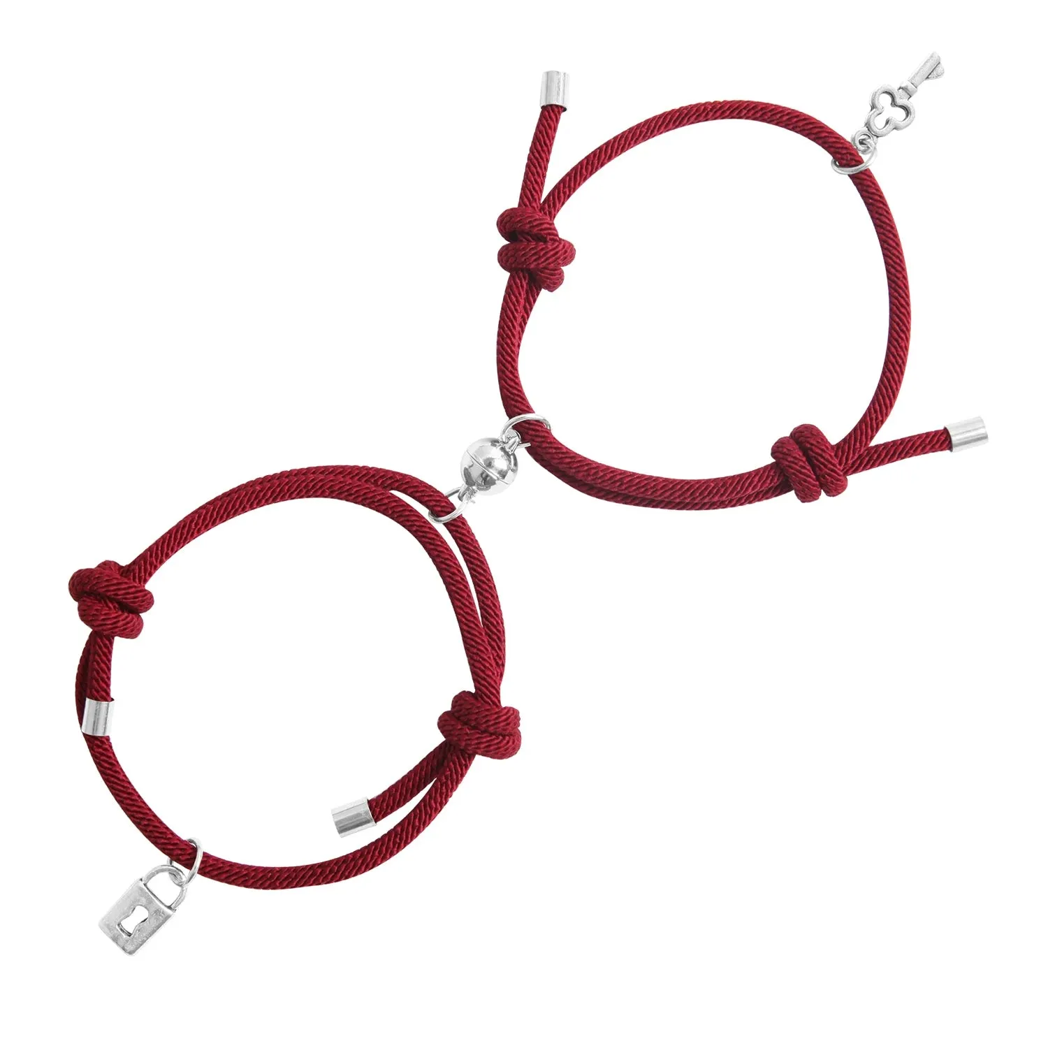 2 Pcs/set Couple Concentric Lock Bracelet Necklace A Pair of Trendy Brand Necklaces Female Bracelet Creative Male Key Interlock