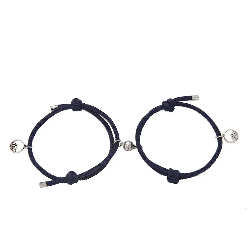 2 Pcs/set Couple Concentric Lock Bracelet Necklace A Pair of Trendy Brand Necklaces Female Bracelet Creative Male Key Interlock