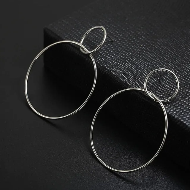 2020 NEW Gold Metal Long Circle Pendant Earings Tassel Earrings for Women  Fashion Jewelry Statement Geometric Voor Vrouwen