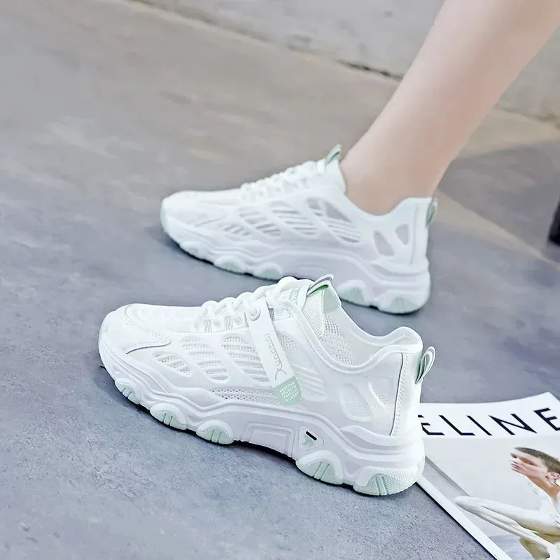 2024  New White Running Shoes Women Summer Women Sports Shoes Mesh Breathable Sneakers Wear-resistant Outdoor Casual Shoes