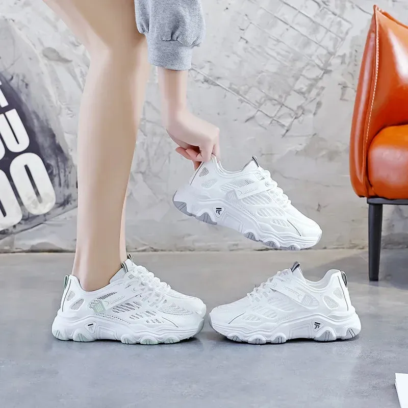 2024  New White Running Shoes Women Summer Women Sports Shoes Mesh Breathable Sneakers Wear-resistant Outdoor Casual Shoes