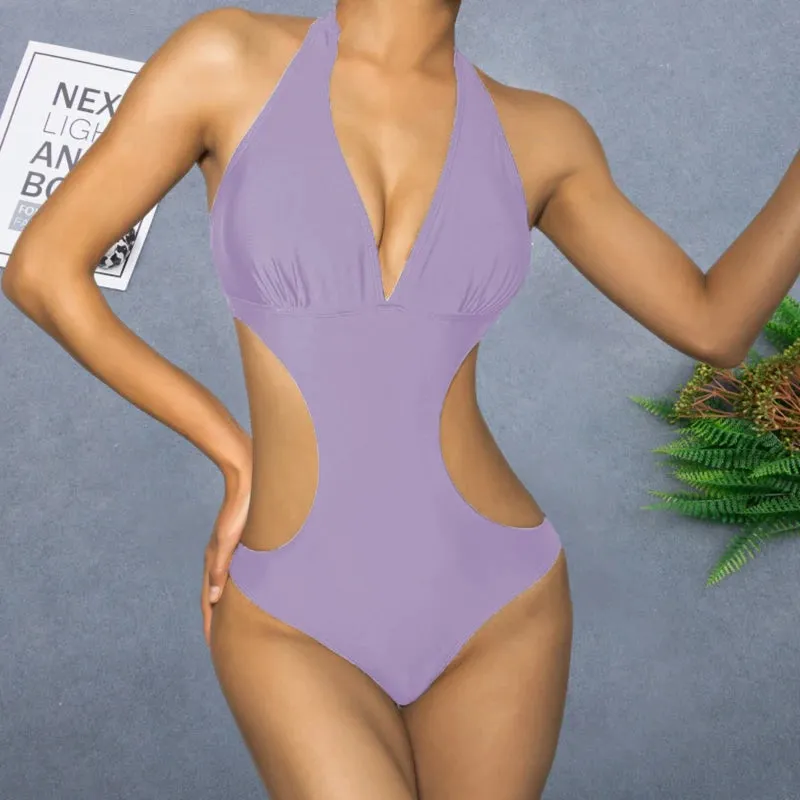 2024 Sexy White Halter Cut Out Bandage Trikini Swim Bathing Suit Monokini Push Up Brazilian Swimwear Women One Piece Swimsuit