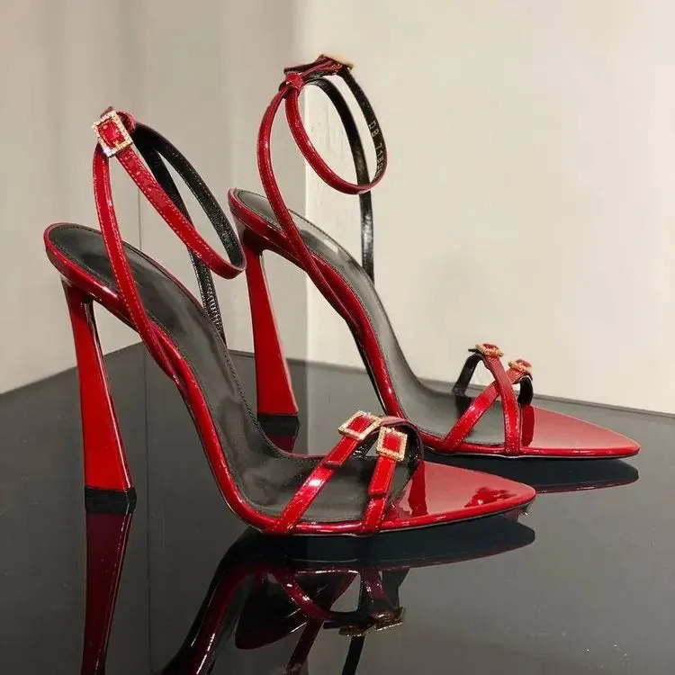 2024New Womens High Heel Sandals Summer Transparent Heels Luxury Rhinestone Strap Slingbacks Female Sexy Wedding Sandal
