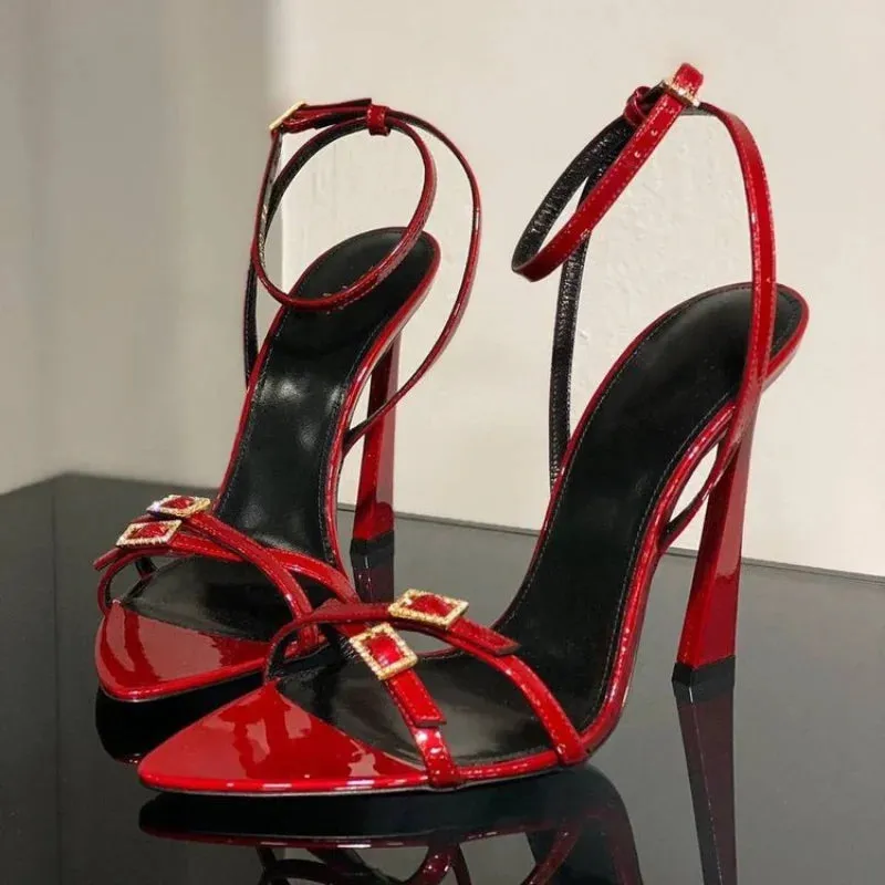 2024New Womens High Heel Sandals Summer Transparent Heels Luxury Rhinestone Strap Slingbacks Female Sexy Wedding Sandal