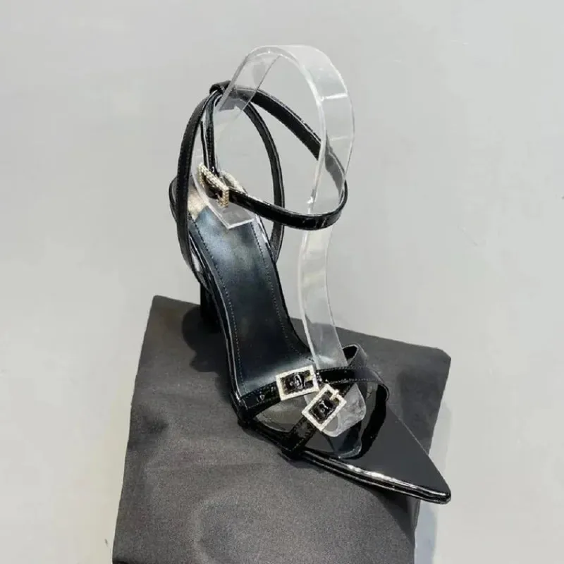 2024New Womens High Heel Sandals Summer Transparent Heels Luxury Rhinestone Strap Slingbacks Female Sexy Wedding Sandal