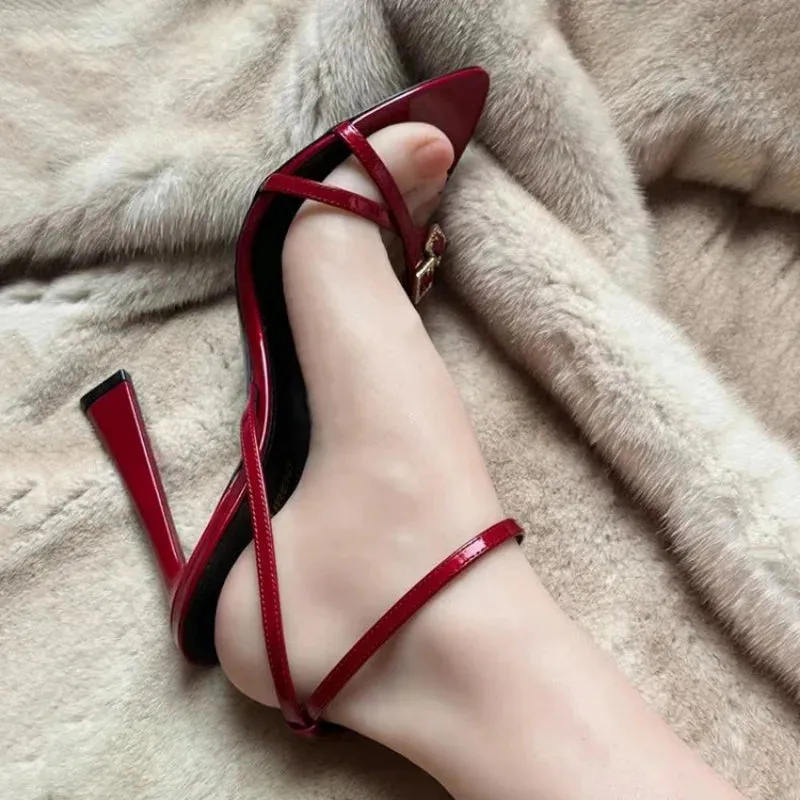2024New Womens High Heel Sandals Summer Transparent Heels Luxury Rhinestone Strap Slingbacks Female Sexy Wedding Sandal