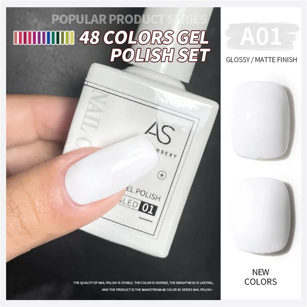 48-color Solid Color Nail Polish Gel Jelly Painting Soak Off UV LED Semi Permanent Varnish Manicure Nail Art Gel TSLM1