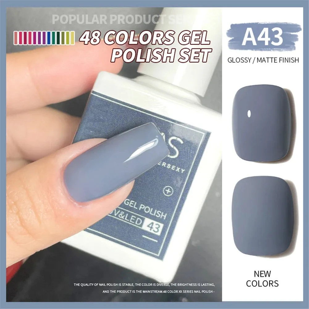 48-color Solid Color Nail Polish Gel Jelly Painting Soak Off UV LED Semi Permanent Varnish Manicure Nail Art Gel TSLM1