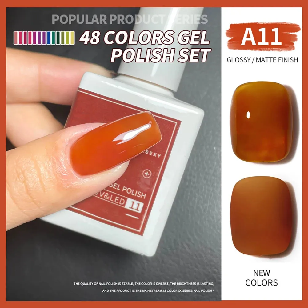 48-color Solid Color Nail Polish Gel Jelly Painting Soak Off UV LED Semi Permanent Varnish Manicure Nail Art Gel TSLM1