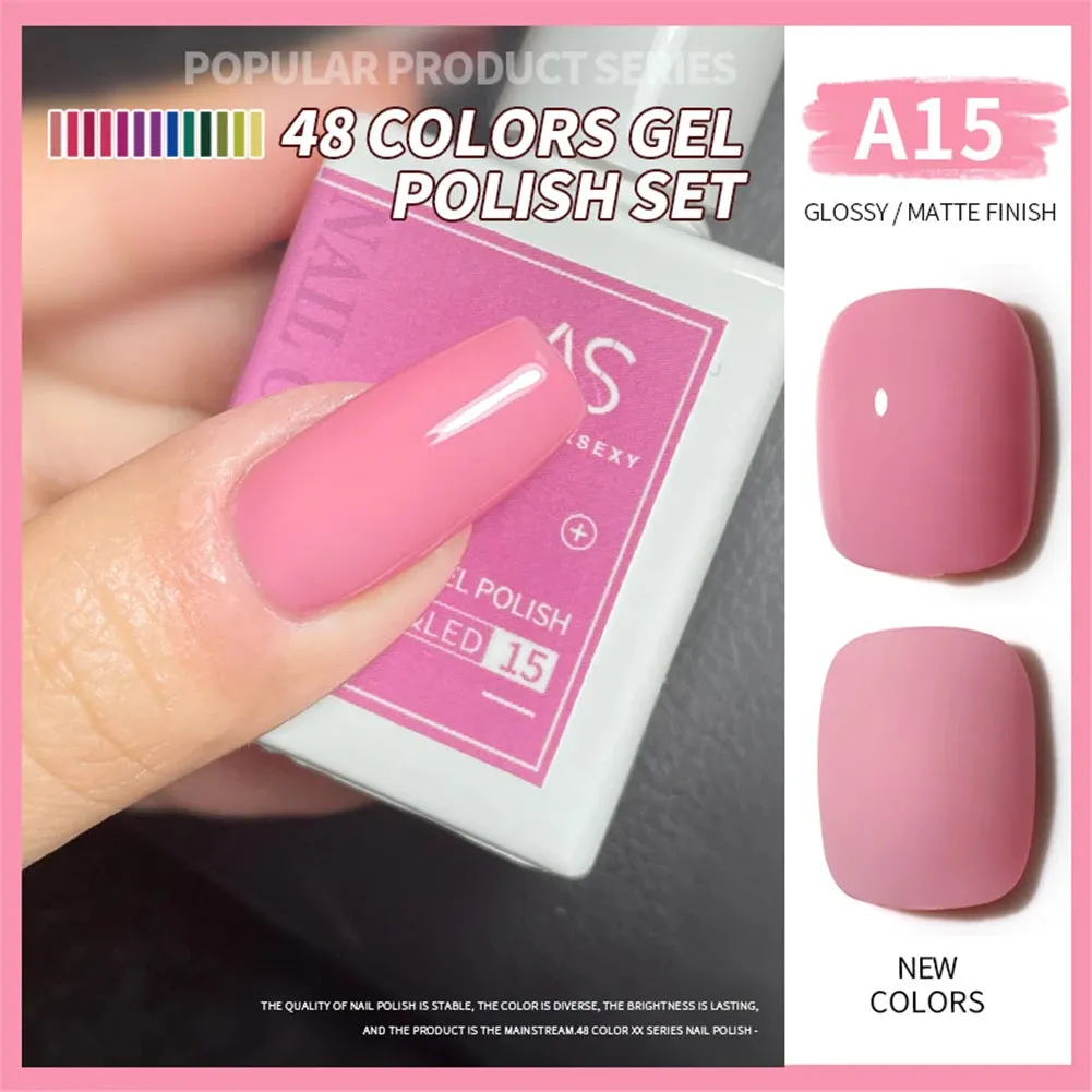 48-color Solid Color Nail Polish Gel Jelly Painting Soak Off UV LED Semi Permanent Varnish Manicure Nail Art Gel TSLM1