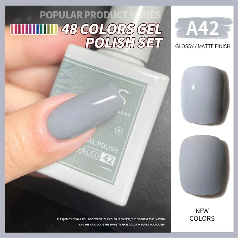 48-color Solid Color Nail Polish Gel Jelly Painting Soak Off UV LED Semi Permanent Varnish Manicure Nail Art Gel TSLM1