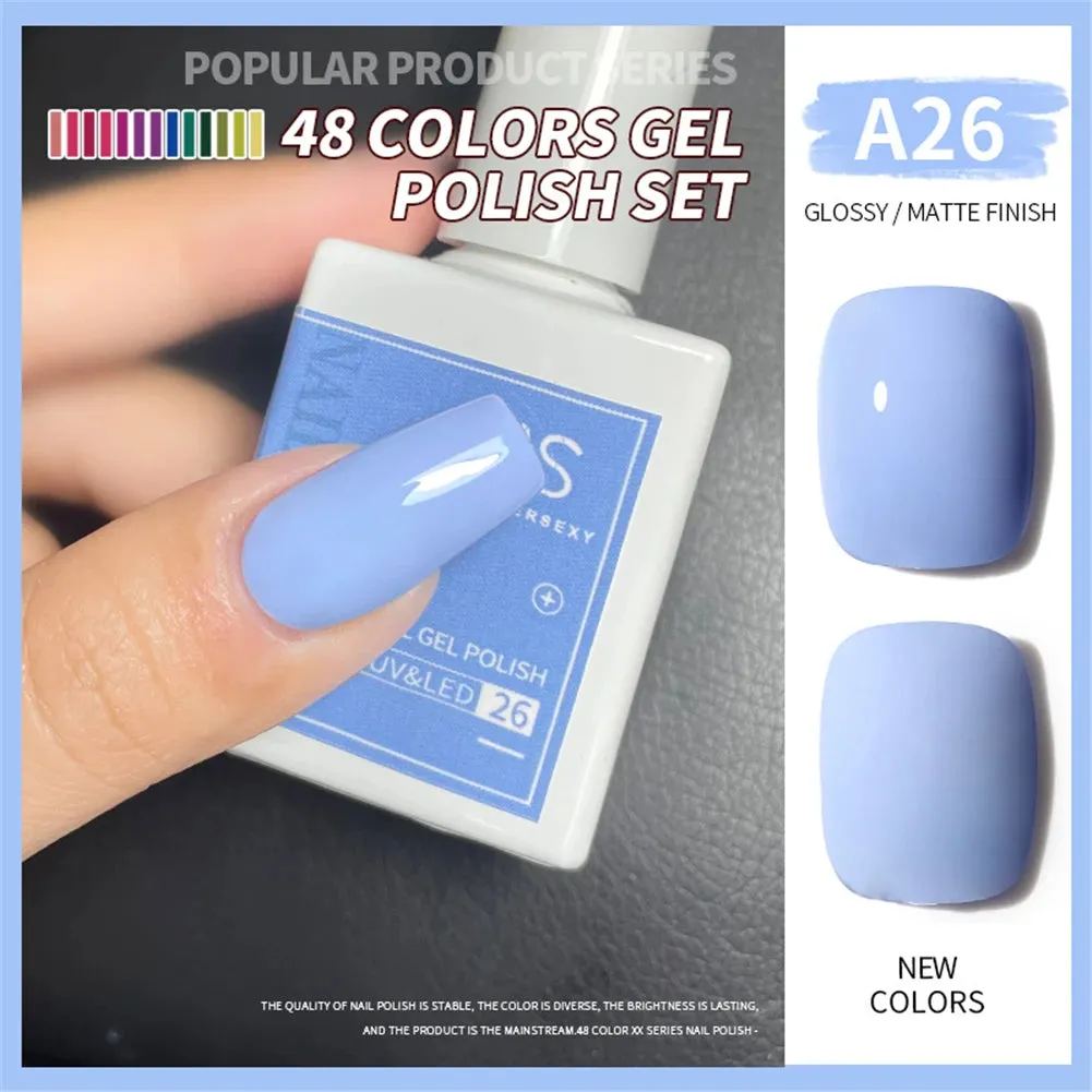48-color Solid Color Nail Polish Gel Jelly Painting Soak Off UV LED Semi Permanent Varnish Manicure Nail Art Gel TSLM1