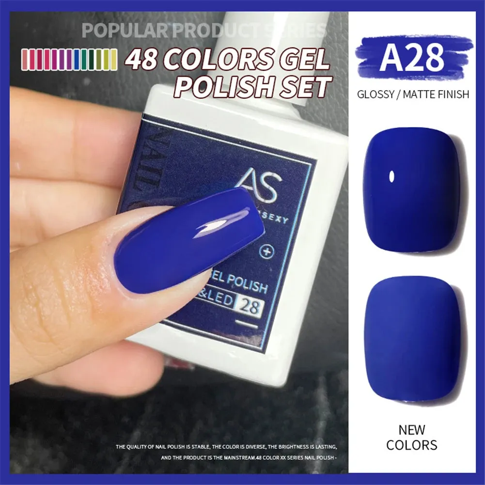 48-color Solid Color Nail Polish Gel Jelly Painting Soak Off UV LED Semi Permanent Varnish Manicure Nail Art Gel TSLM1