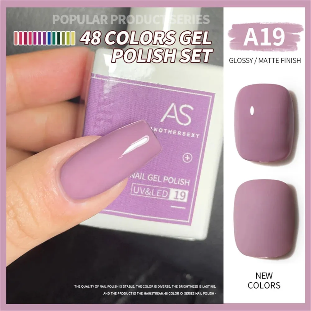 48-color Solid Color Nail Polish Gel Jelly Painting Soak Off UV LED Semi Permanent Varnish Manicure Nail Art Gel TSLM1