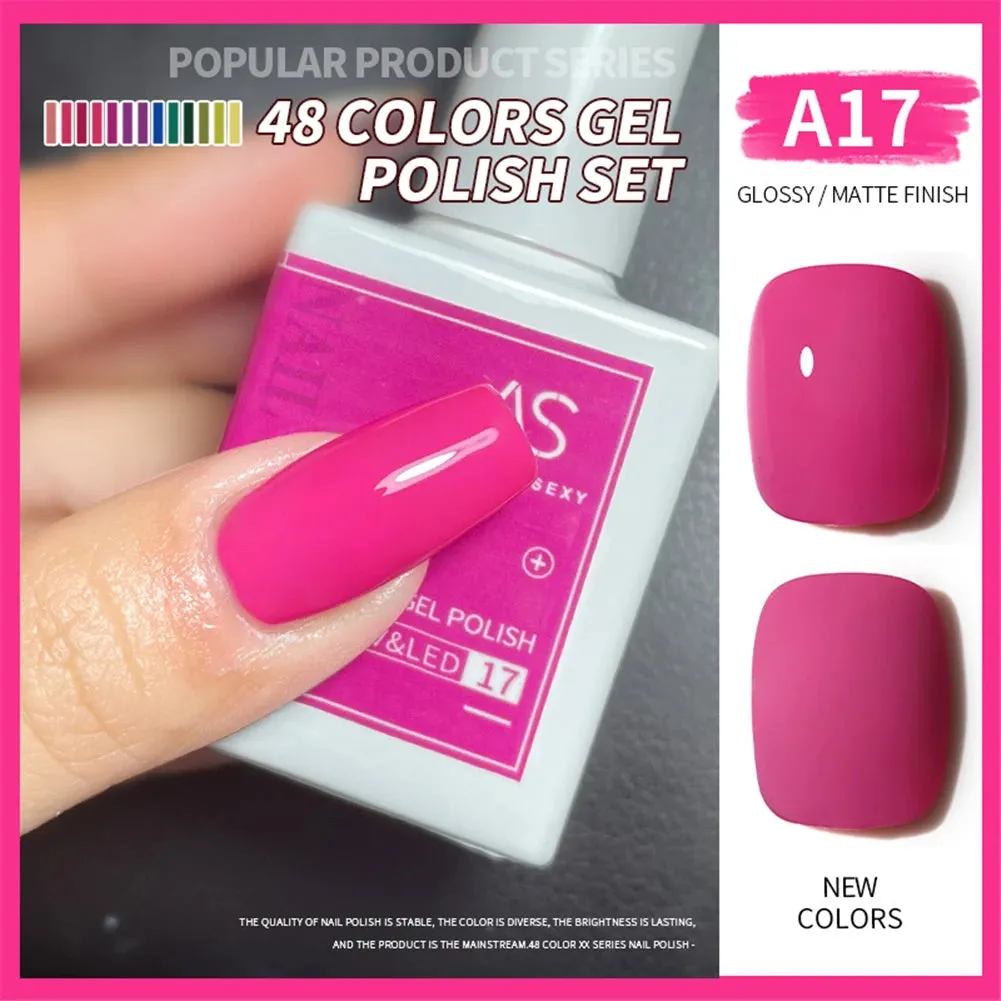 48-color Solid Color Nail Polish Gel Jelly Painting Soak Off UV LED Semi Permanent Varnish Manicure Nail Art Gel TSLM1
