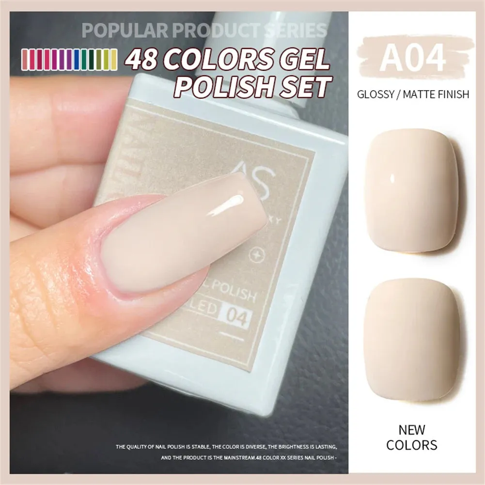 48-color Solid Color Nail Polish Gel Jelly Painting Soak Off UV LED Semi Permanent Varnish Manicure Nail Art Gel TSLM1