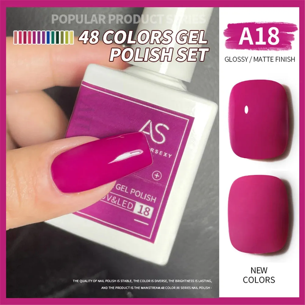 48-color Solid Color Nail Polish Gel Jelly Painting Soak Off UV LED Semi Permanent Varnish Manicure Nail Art Gel TSLM1