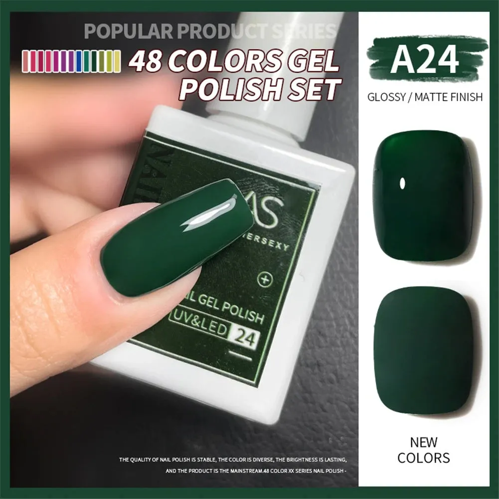 48-color Solid Color Nail Polish Gel Jelly Painting Soak Off UV LED Semi Permanent Varnish Manicure Nail Art Gel TSLM1