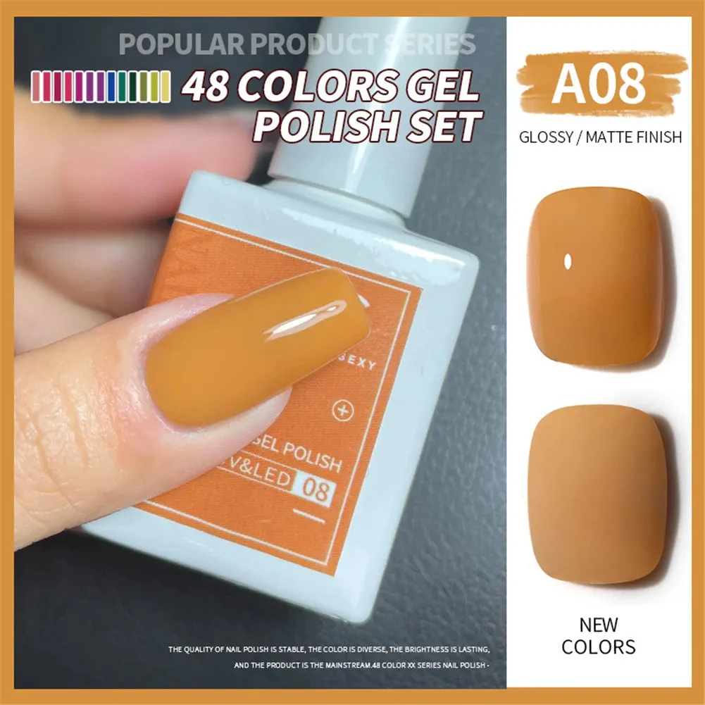 48-color Solid Color Nail Polish Gel Jelly Painting Soak Off UV LED Semi Permanent Varnish Manicure Nail Art Gel TSLM1