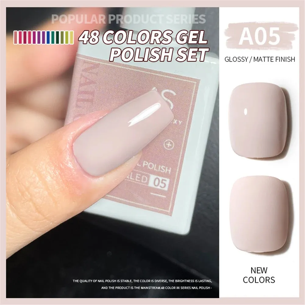 48-color Solid Color Nail Polish Gel Jelly Painting Soak Off UV LED Semi Permanent Varnish Manicure Nail Art Gel TSLM1