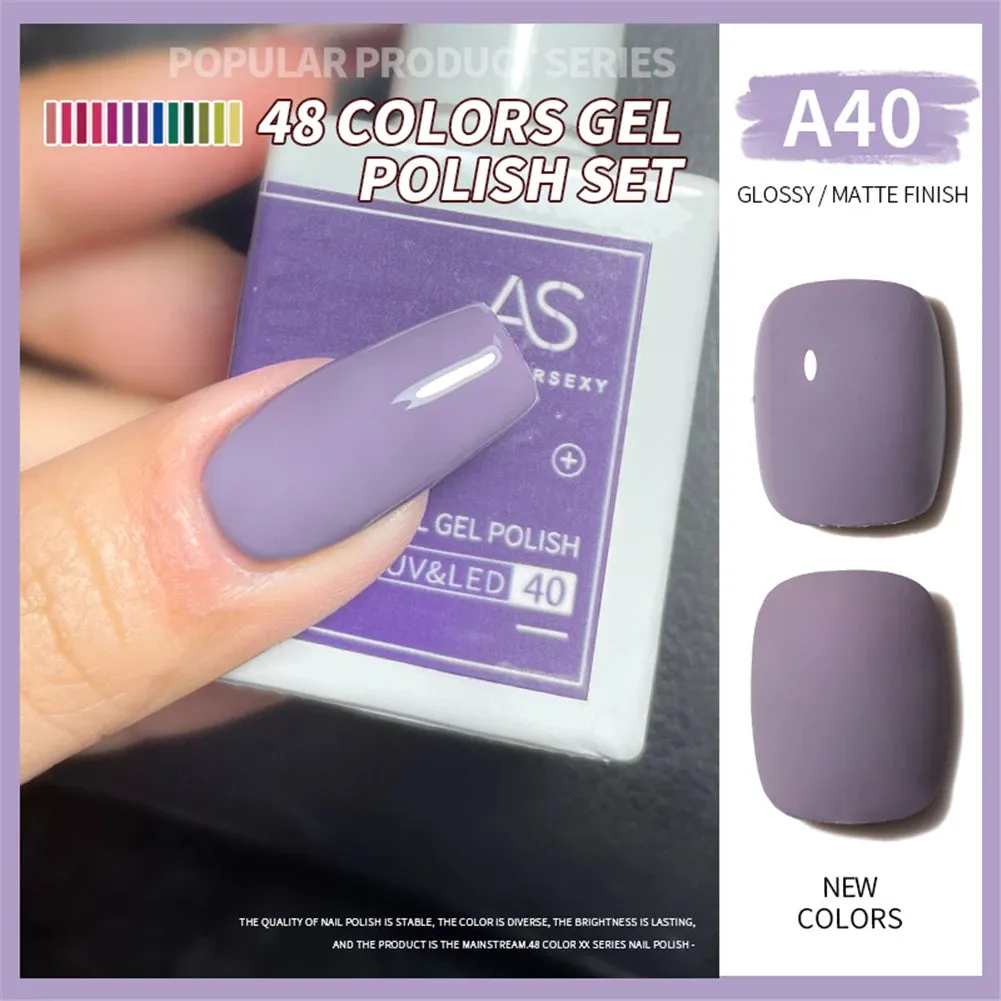 48-color Solid Color Nail Polish Gel Jelly Painting Soak Off UV LED Semi Permanent Varnish Manicure Nail Art Gel TSLM1