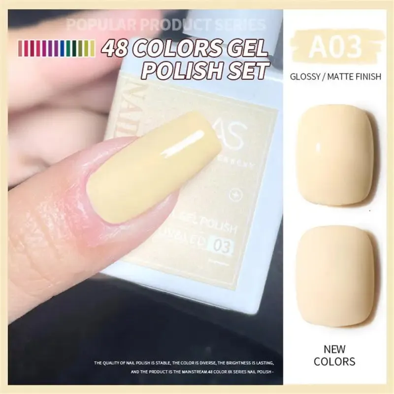 48-color Solid Color Nail Polish Gel Jelly Painting Soak Off UV LED Semi Permanent Varnish Manicure Nail Art Gel TSLM1