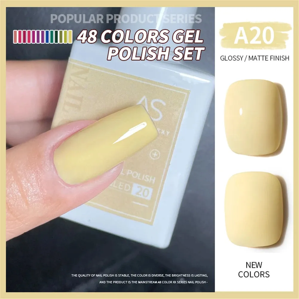 48-color Solid Color Nail Polish Gel Jelly Painting Soak Off UV LED Semi Permanent Varnish Manicure Nail Art Gel TSLM1