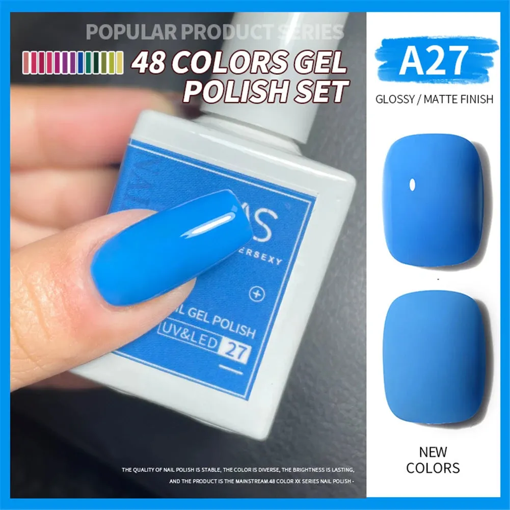 48-color Solid Color Nail Polish Gel Jelly Painting Soak Off UV LED Semi Permanent Varnish Manicure Nail Art Gel TSLM1