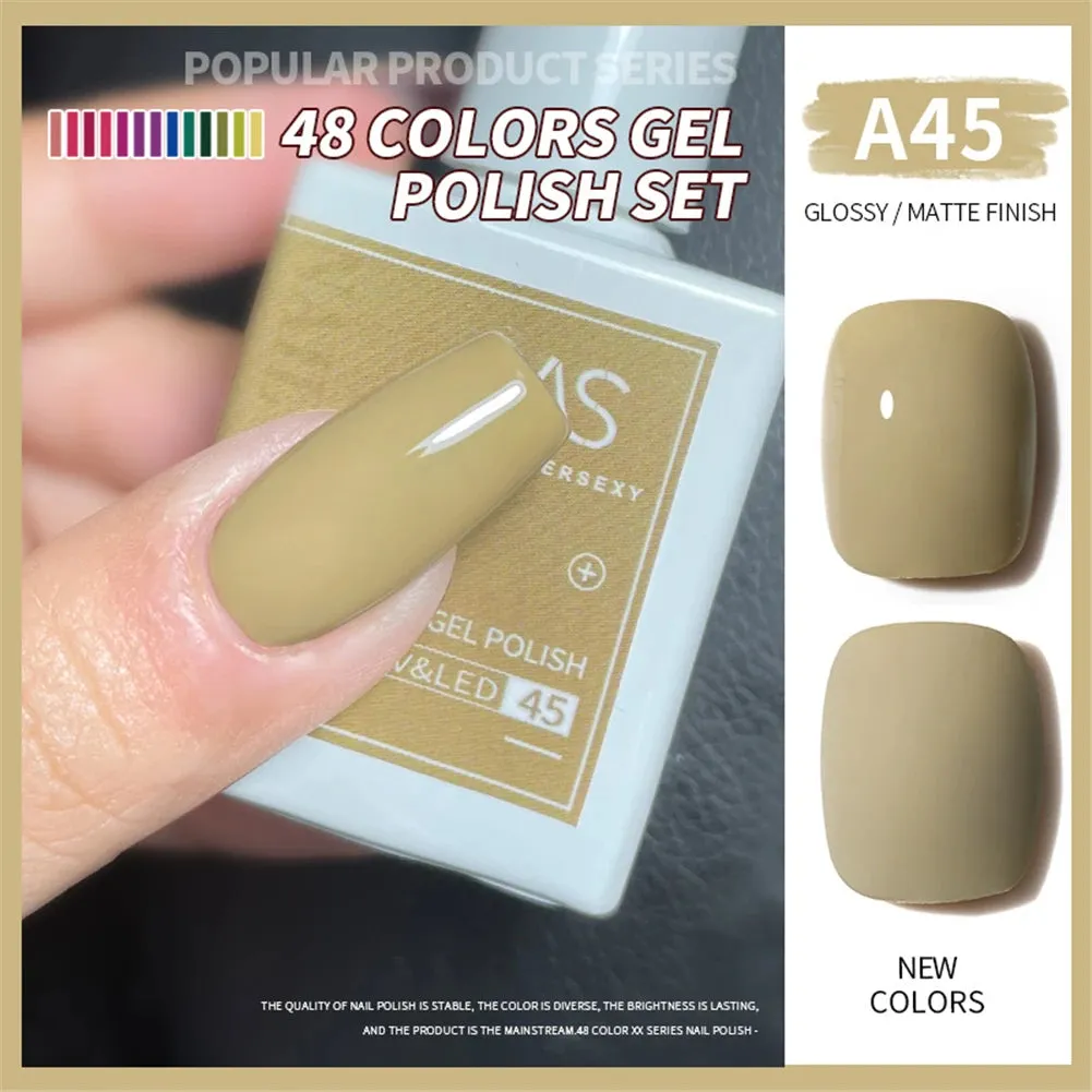 48-color Solid Color Nail Polish Gel Jelly Painting Soak Off UV LED Semi Permanent Varnish Manicure Nail Art Gel TSLM1