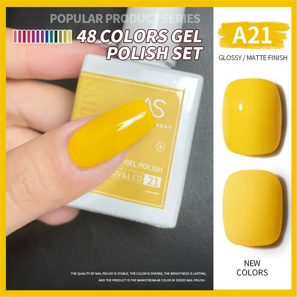 48-color Solid Color Nail Polish Gel Jelly Painting Soak Off UV LED Semi Permanent Varnish Manicure Nail Art Gel TSLM1
