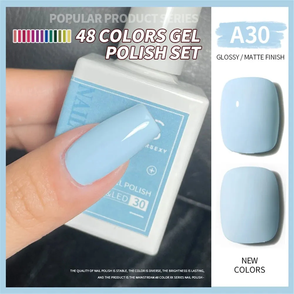 48-color Solid Color Nail Polish Gel Jelly Painting Soak Off UV LED Semi Permanent Varnish Manicure Nail Art Gel TSLM1
