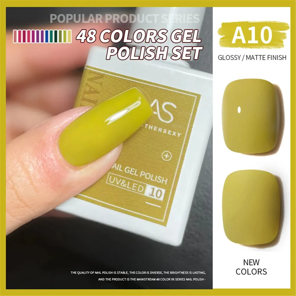 48-color Solid Color Nail Polish Gel Jelly Painting Soak Off UV LED Semi Permanent Varnish Manicure Nail Art Gel TSLM1
