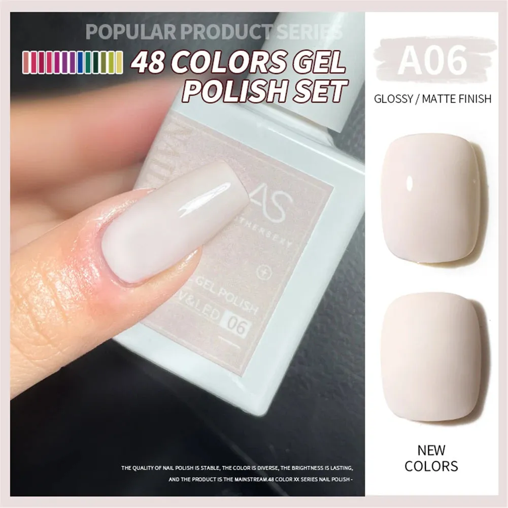 48-color Solid Color Nail Polish Gel Jelly Painting Soak Off UV LED Semi Permanent Varnish Manicure Nail Art Gel TSLM1