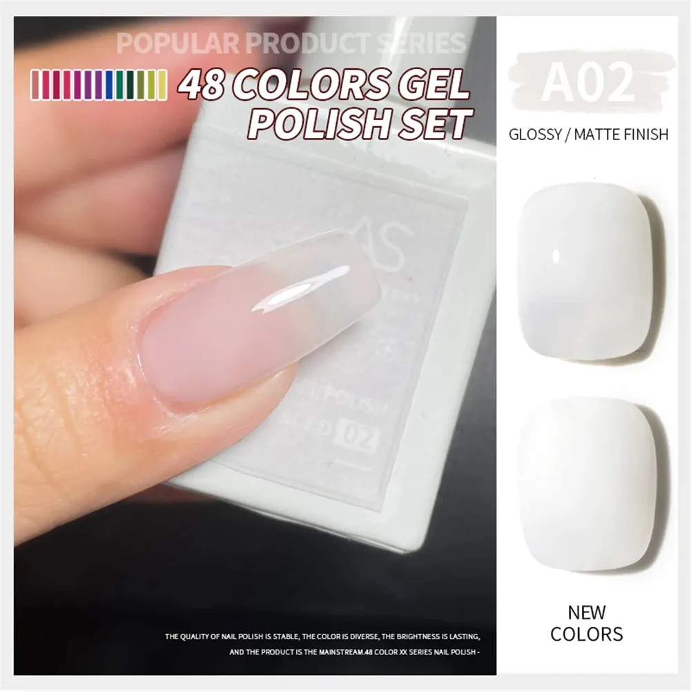 48-color Solid Color Nail Polish Gel Jelly Painting Soak Off UV LED Semi Permanent Varnish Manicure Nail Art Gel TSLM1