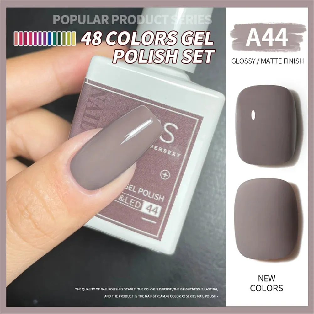 48-color Solid Color Nail Polish Gel Jelly Painting Soak Off UV LED Semi Permanent Varnish Manicure Nail Art Gel TSLM1