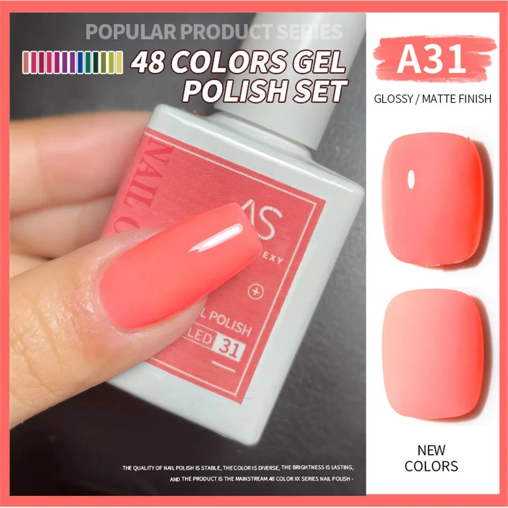 48-color Solid Color Nail Polish Gel Jelly Painting Soak Off UV LED Semi Permanent Varnish Manicure Nail Art Gel TSLM1