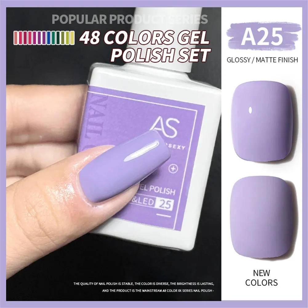 48-color Solid Color Nail Polish Gel Jelly Painting Soak Off UV LED Semi Permanent Varnish Manicure Nail Art Gel TSLM1