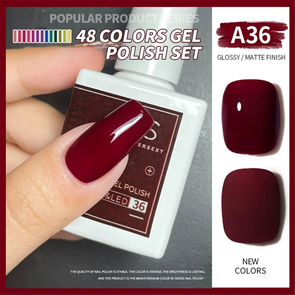 48-color Solid Color Nail Polish Gel Jelly Painting Soak Off UV LED Semi Permanent Varnish Manicure Nail Art Gel TSLM1