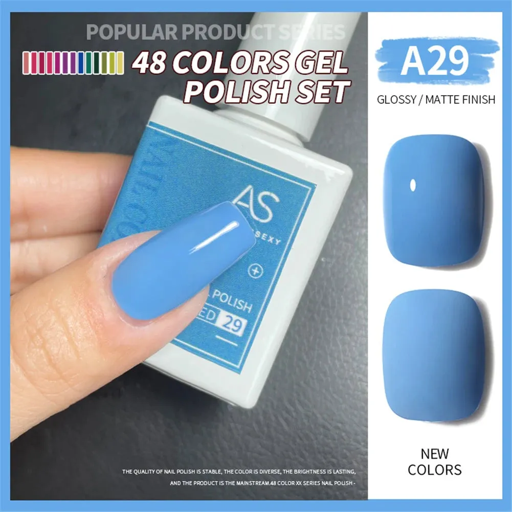 48-color Solid Color Nail Polish Gel Jelly Painting Soak Off UV LED Semi Permanent Varnish Manicure Nail Art Gel TSLM1