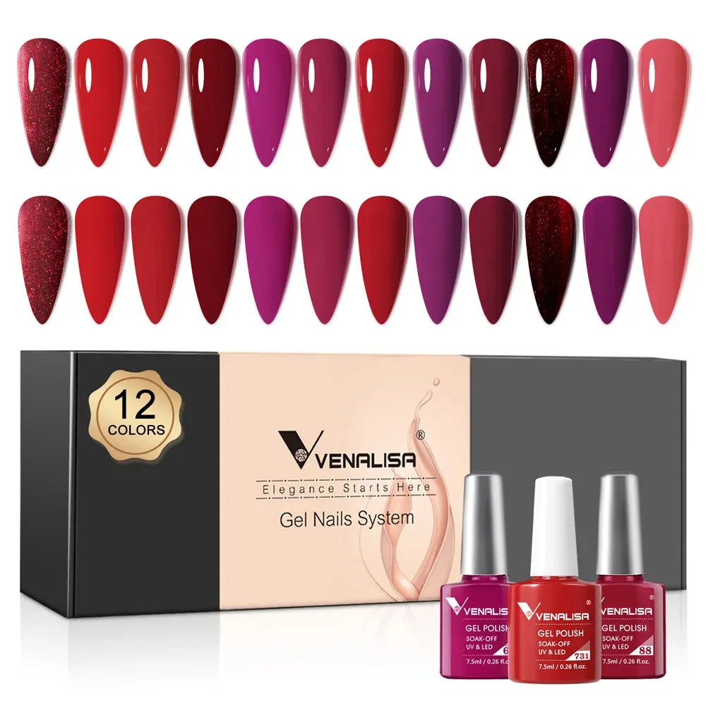 6/12pcs/Set Venalisa Gel Nail Polish VIP Kit Charming Neon Color Gel Pink Natural Color Series Rubber Gel Great Coverage Lacquer
