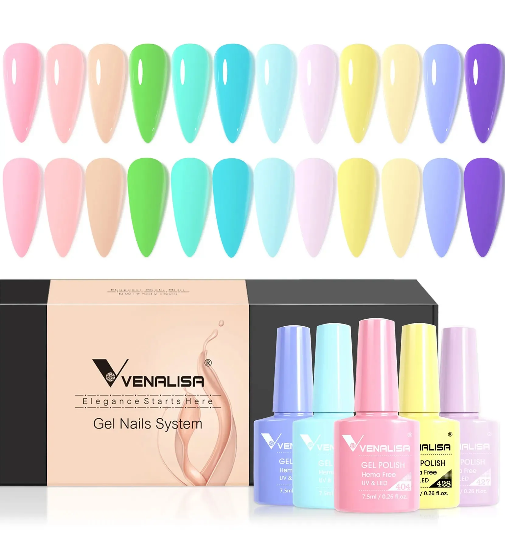 6/12pcs/Set Venalisa Gel Nail Polish VIP Kit Charming Neon Color Gel Pink Natural Color Series Rubber Gel Great Coverage Lacquer