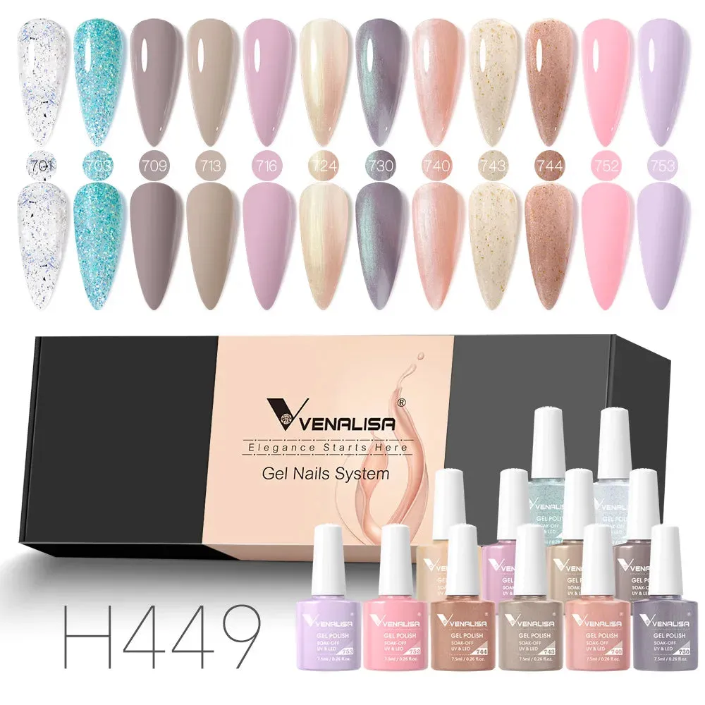 6/12pcs/Set Venalisa Gel Nail Polish VIP Kit Charming Neon Color Gel Pink Natural Color Series Rubber Gel Great Coverage Lacquer