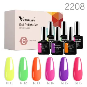 6/12pcs/Set Venalisa Gel Nail Polish VIP Kit Charming Neon Color Gel Pink Natural Color Series Rubber Gel Great Coverage Lacquer