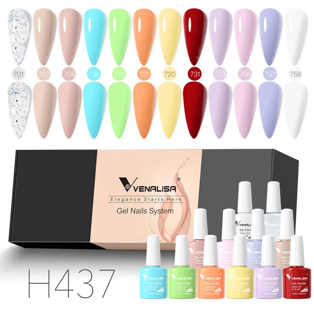6/12pcs/Set Venalisa Gel Nail Polish VIP Kit Charming Neon Color Gel Pink Natural Color Series Rubber Gel Great Coverage Lacquer