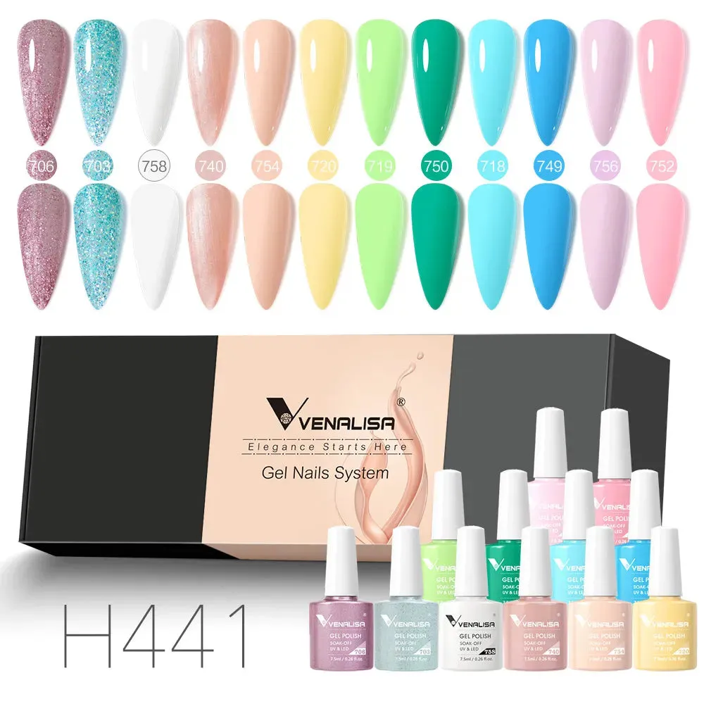 6/12pcs/Set Venalisa Gel Nail Polish VIP Kit Charming Neon Color Gel Pink Natural Color Series Rubber Gel Great Coverage Lacquer