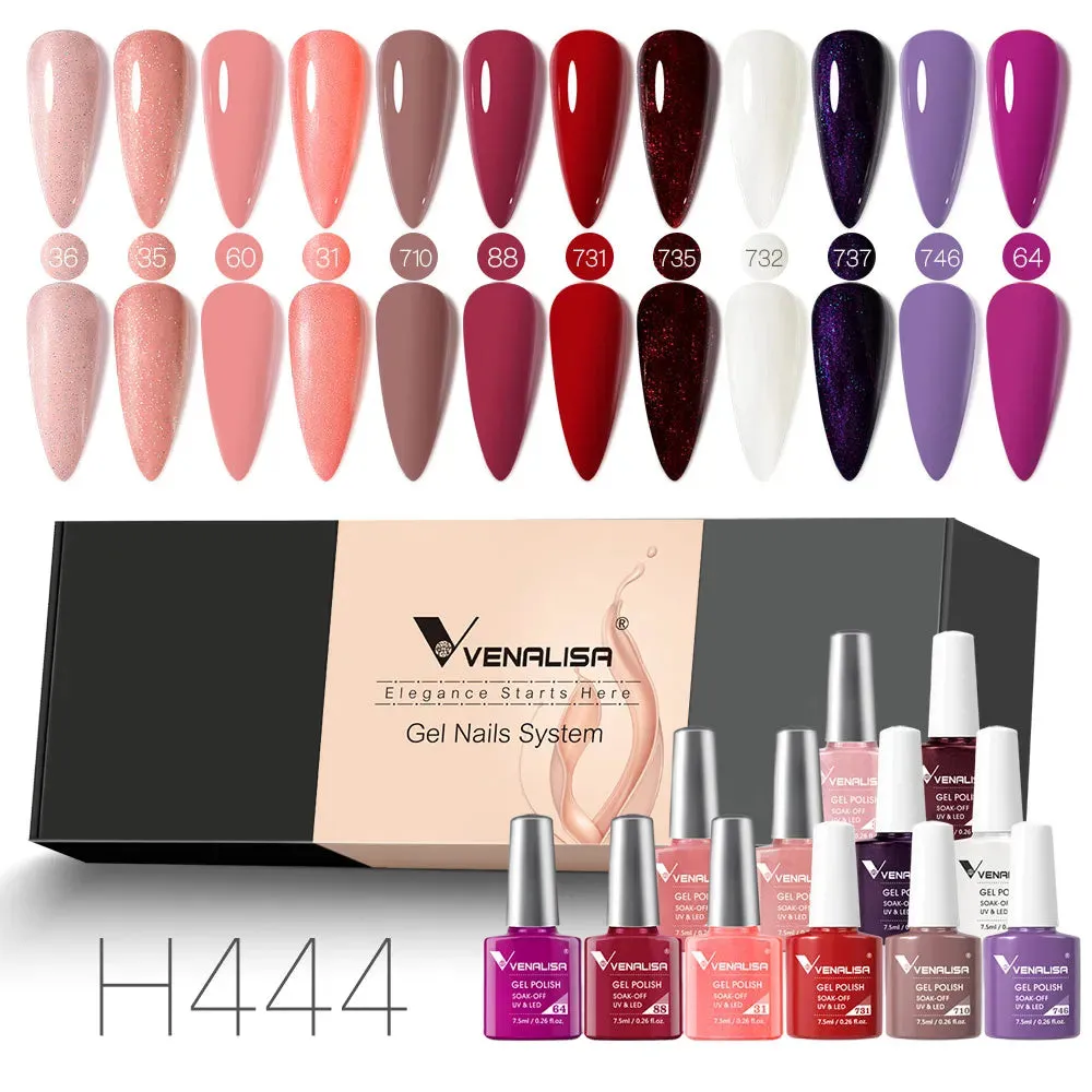 6/12pcs/Set Venalisa Gel Nail Polish VIP Kit Charming Neon Color Gel Pink Natural Color Series Rubber Gel Great Coverage Lacquer