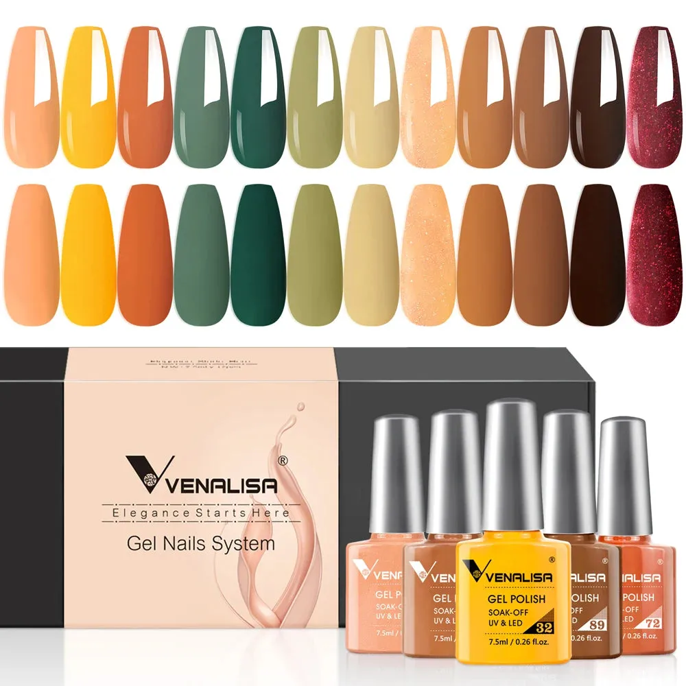 6/12pcs/Set Venalisa Gel Nail Polish VIP Kit Charming Neon Color Gel Pink Natural Color Series Rubber Gel Great Coverage Lacquer